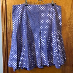 Garnet Hill A-Line Skirt in Purple and White Polka Dots